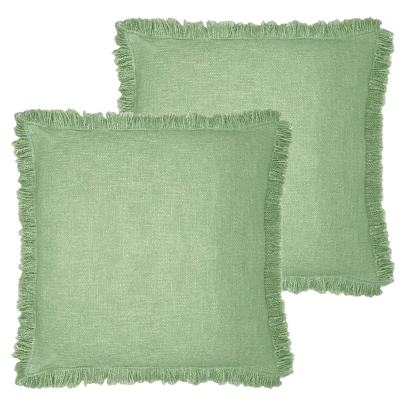 furn. Korin Polyester Filled Cushion Twin Pack, Cotton, Eucalyptus,50 x 50cm
