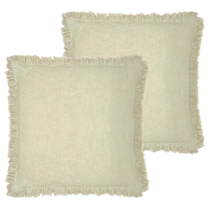 furn. Korin Polyester Filled Cushion Twin Pack, Cotton, Ecru