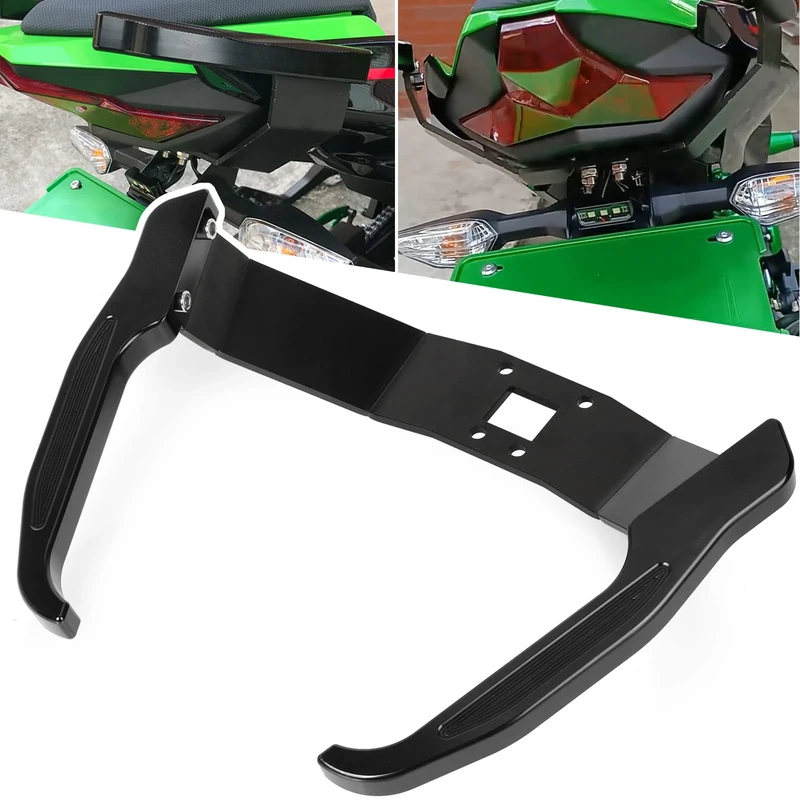 Motorcycle CNC Aluminum Passenger Grab Bar Rear Seat Rail Handle for Z400 Ninja 400 Black - Image 1