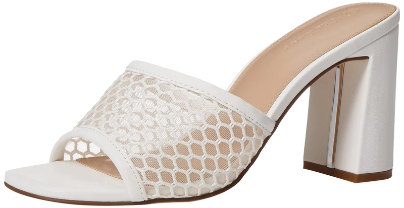 The Drop Women’s Pattie High Block-Heeled Mule Sandal, White Mesh, 5.5