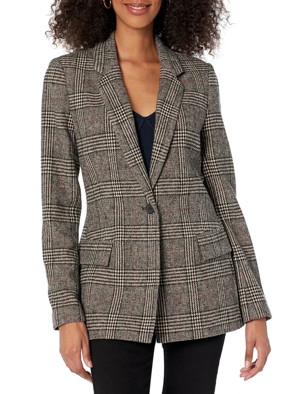 The Drop Women's Blake Long Blazer, Plaid, XXS