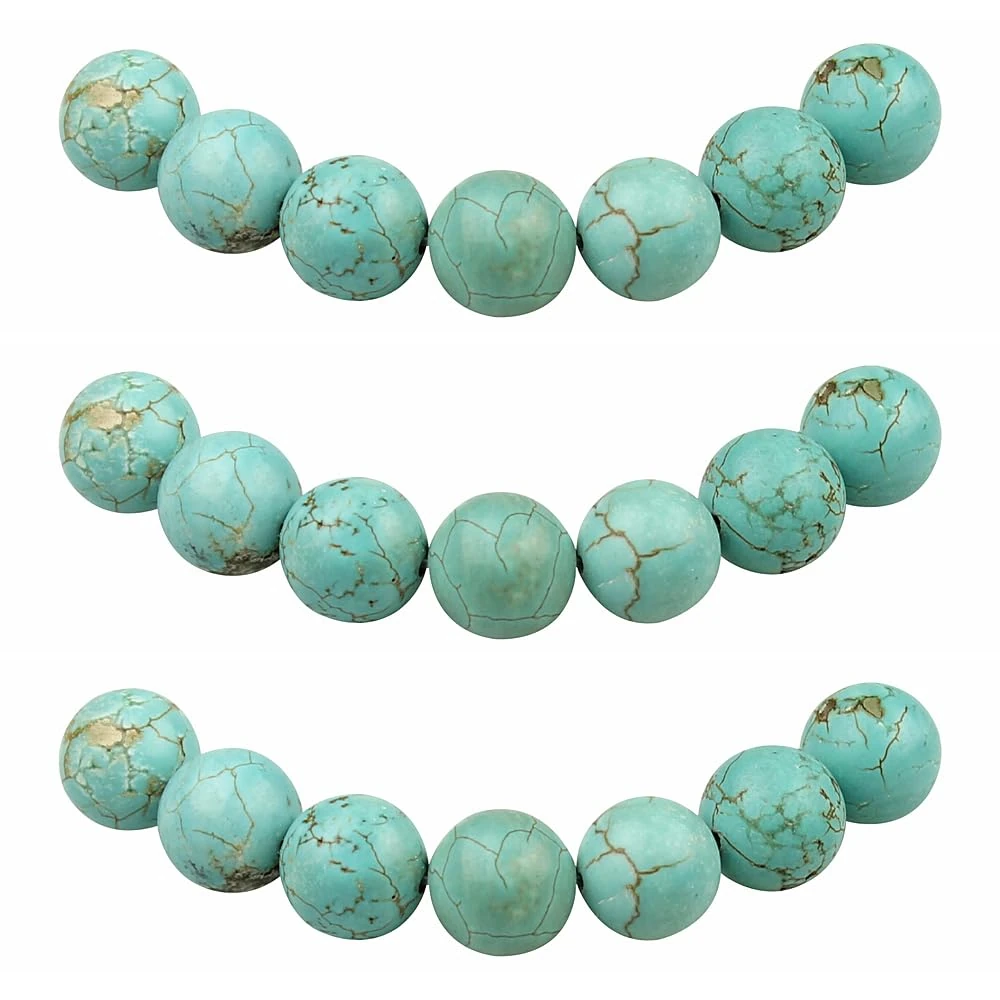 MJDCB Round Stone Beads 4mm Turquoise Loose Gemstone Beads for Jewelry Making Bracelet Necklace 85pcs
