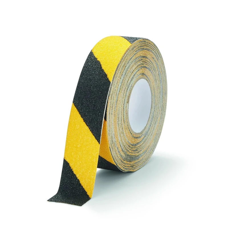 Durable DURALINE GRIP+ Non-Slip Floor Tape - Self-Adhesive Marking Tape with 50mm Thickness and 15 Metres in Length - Granulated Surface - Yellow & Black