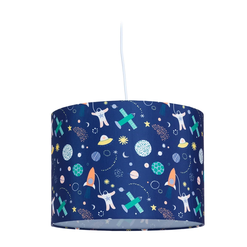 Relaxdays Pendant Lamp, Space Themed, Hanging Light, H x D: 155 x 35 cm, E27 Socket, Plastic, Multicoloured