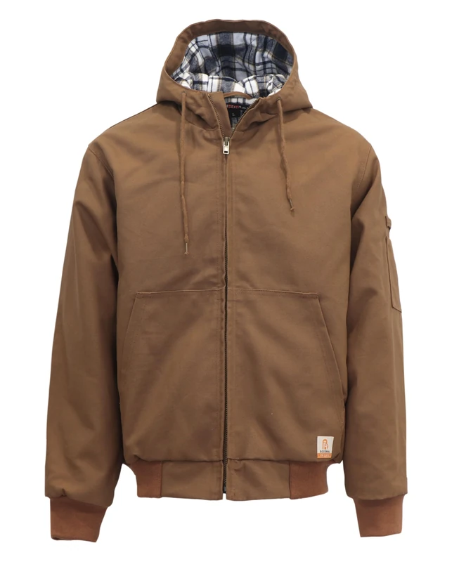 BOCOMAL FR Insulated Flame Retardant Hooded Jacket Outerwear Vest Lightweight Water Resistant and Oil Resistant, Brown Jacket, XL