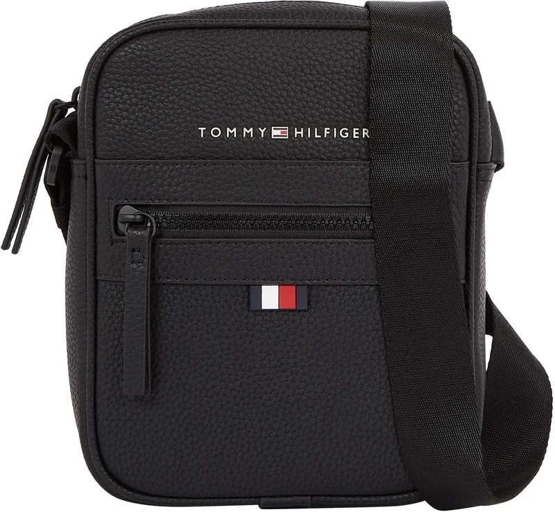 Tommy Hilfiger Men’s Essential PU Mini Reporter Bag, Black (Black), One Size