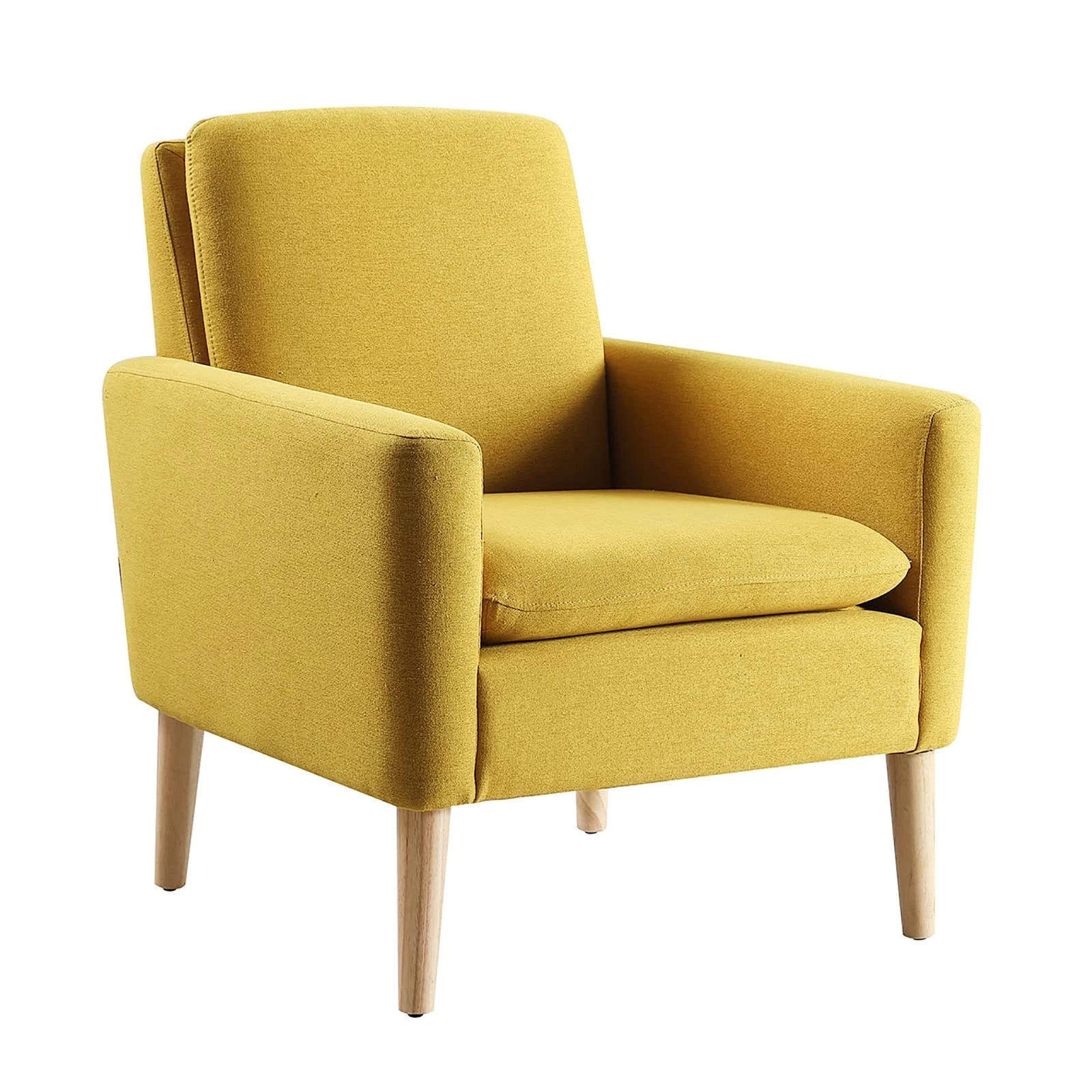 Marketero Armchair Comfy Accent Chair with Upholstered Single Sofa Lounge Arm Chairs for Adults Living Room Bedroom Reading Yellow
