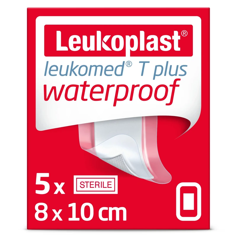 Leukomed T Plus - Sterile Wound Dressing - Waterproof and Breathable, First-aid Plasters - Ideal for Postoperative Care - Transparent - 8 cm x 10 cm - Box of 5