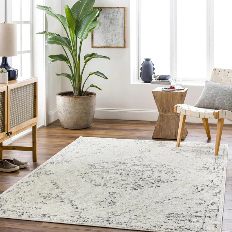 Livabliss Lexington Vintage Rug - Area Rugs for Living Room 120x170 cm, Bedroom - Scandi Neutral Rugs, Traditional Patterned Boho Style, Natural Easy Care Pile - Large Rug, Ivory