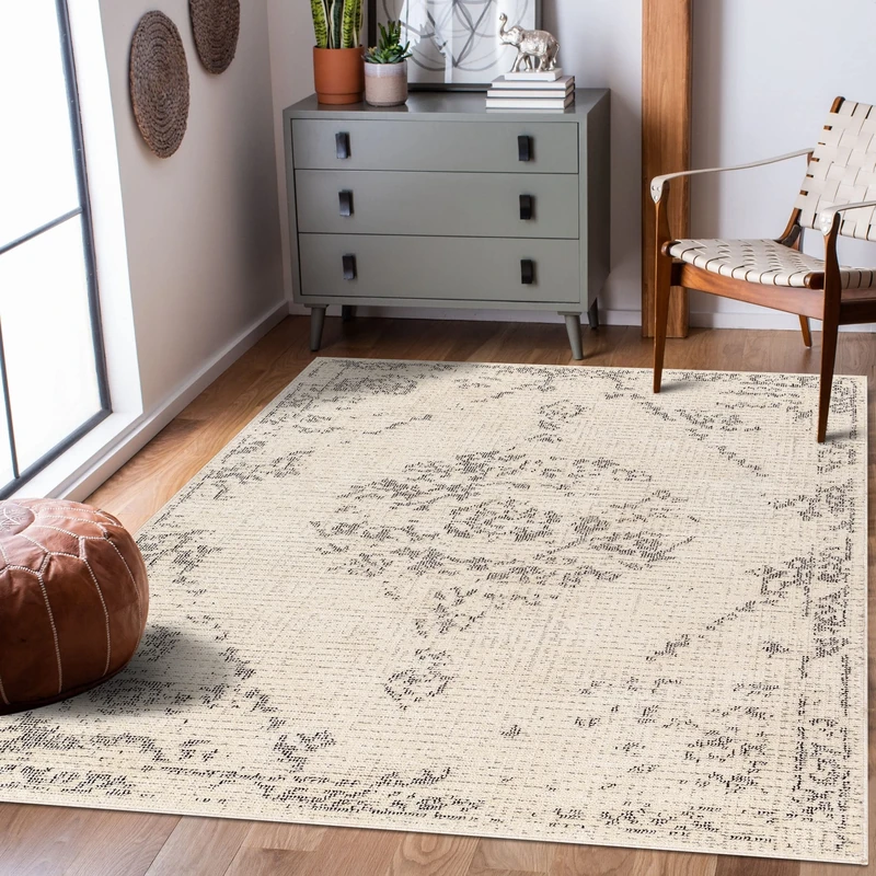 Surya Lexington Vintage Rug - Oriental Rug Living Room, Dining Room, Bedroom - Oriental Boho Rug, Short Pile Rug for Easy Care - Large Rug 160 x 213 cm, Ivory