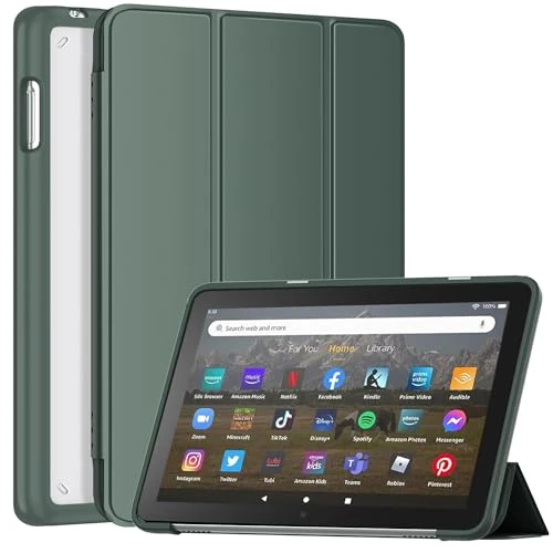 Kids Case for All-New Tablets 2022/2020 8in (12th/10th Generation) - Mansiruyi Kids-Proof Shockproof Lightweight 8" Case with Built-in Kickstand Handle - Green