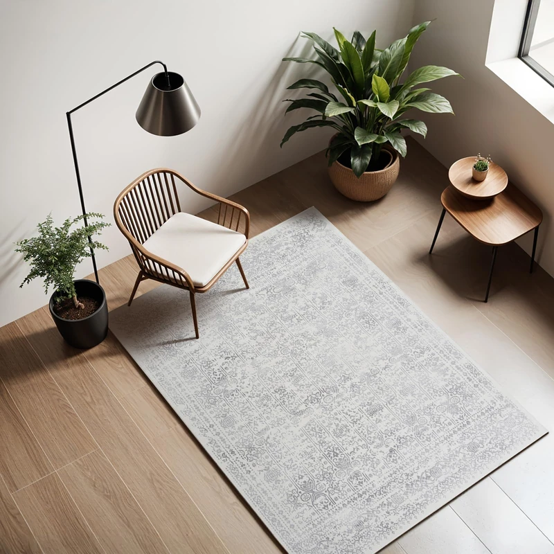 Livabliss Marrakech Vintage Rug - Hallway Runner Rugs Living Room 70x220 cm - Scandi Neutral Rug, Traditional Patterned Boho Style, Natural Easy Care Pile - Hallway Runners, Neutral Grey and Cream