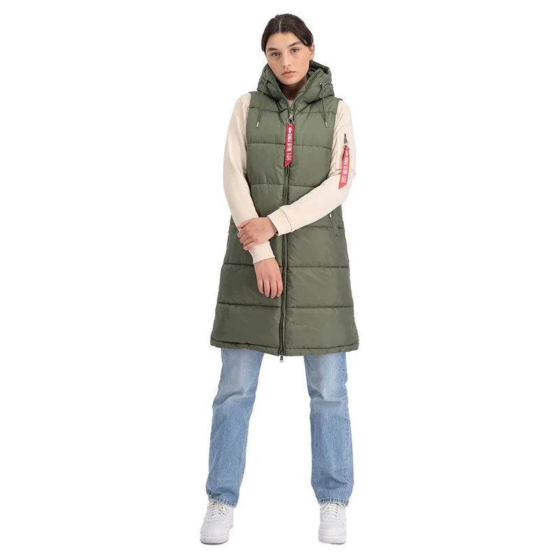 Alpha Industries Long Puffer Vest for Ladies Sage-Green