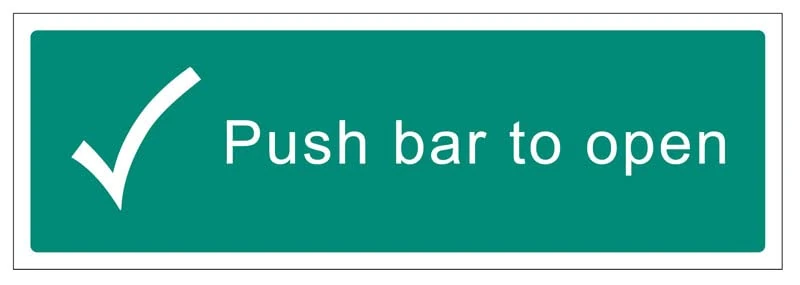 Braille - Push bar to open 450x150mm