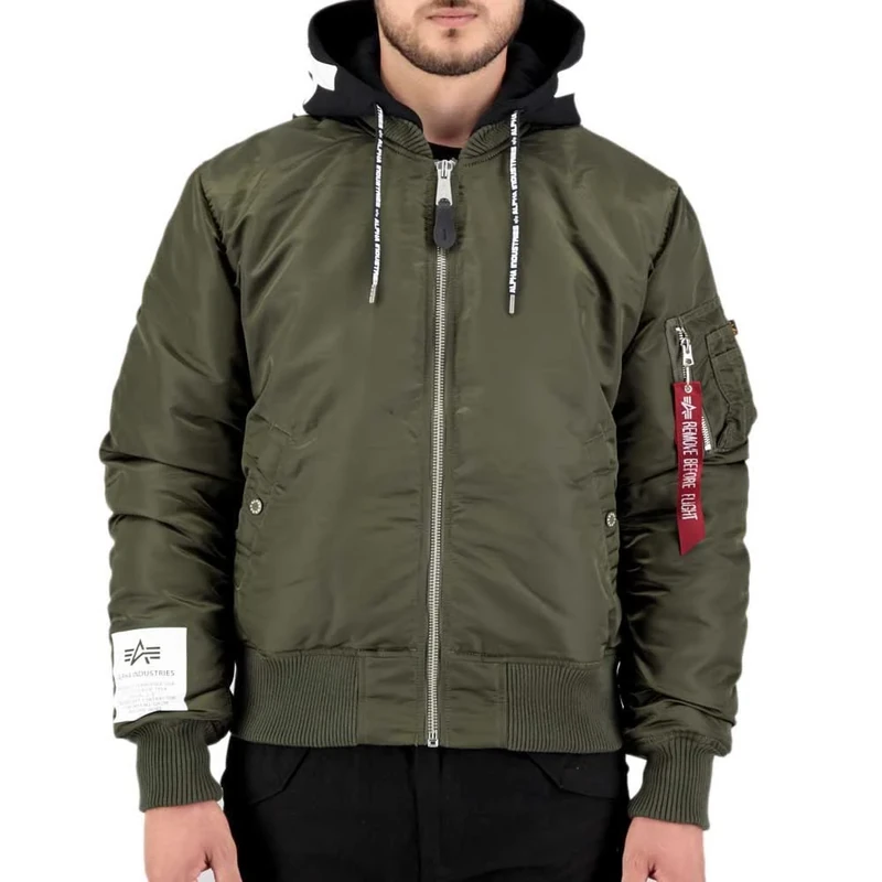 Alpha Industries Men's MA-1 ZHP Bomber Jacket, Dark Olive, S