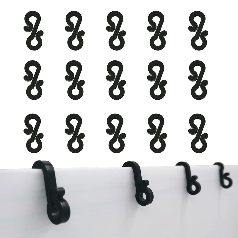 HongFuFu 100 PCS Black Gutter Hooks Clips for Outdoor Christmas Lights, Outdoor Light Hooks Clips, S Clip Hanger Hooks on Wedding Christmas Halloween Garden Decor