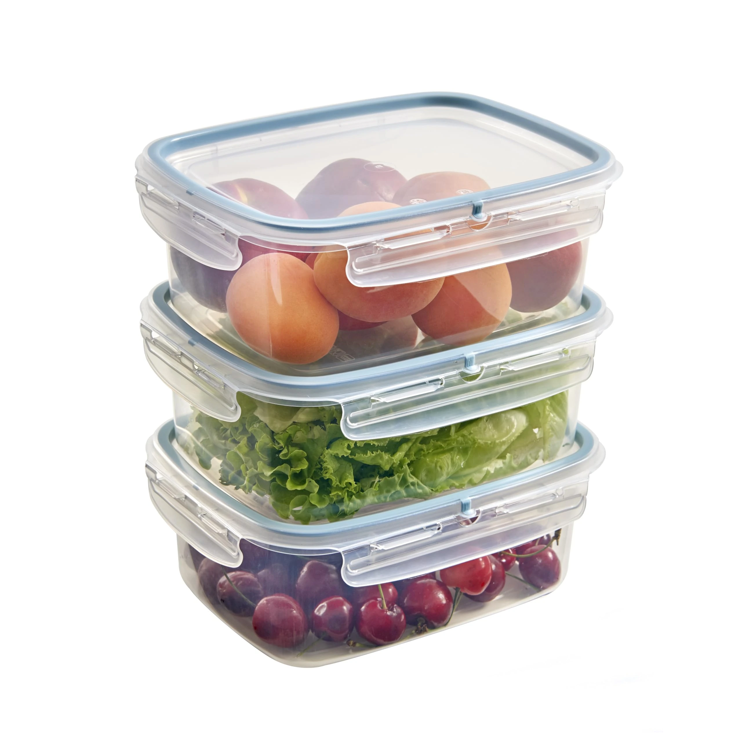 Snips - Lock Rect. - Rectangular Fridge Container - 1.80 litres - Microwave Container, Set 3 pcs. - 4 Safety Locks - 23.5 x 18.5 x 13 cm - Made in Italy