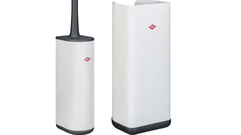 WESCO Toilet Brush and Roll Holder Set, Steel Plastic, Matte White, Standard Size