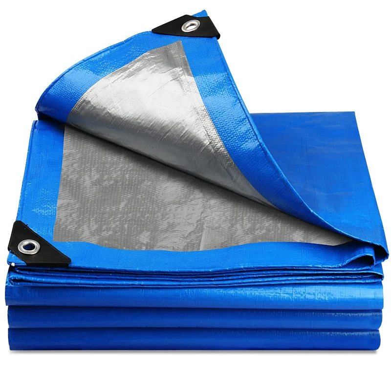 Onarway Tarpaulin 5m x 5m Thicken Tarpaulin Waterproof Heavy Duty 110GSM with Reinforced Grommets, Tarp Sheet Cover for Multipurpose Outdoor Use, Blue