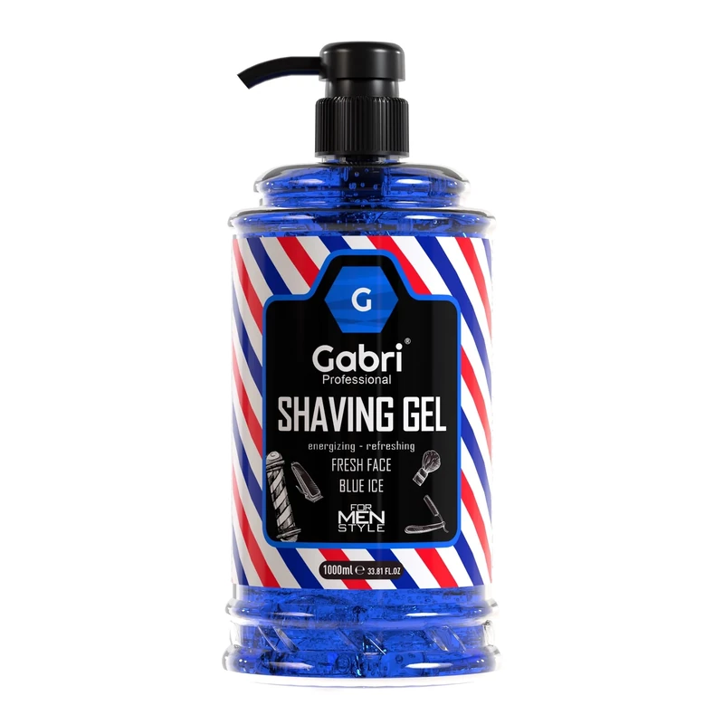 Gabri Shaving Gel 1000ml, Transparent, No Foam, Ultra Sensitive Shaving Gel for Men, Moisturizing, Soothes, Protects, Clean Skin, Professional Barbers & Traditional Shaving (Blue Ice)