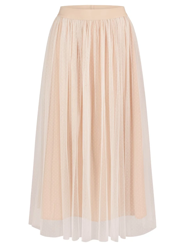 ApartFashion Women's Mesh-Rock Skirt, Creme-Apricot, Normal