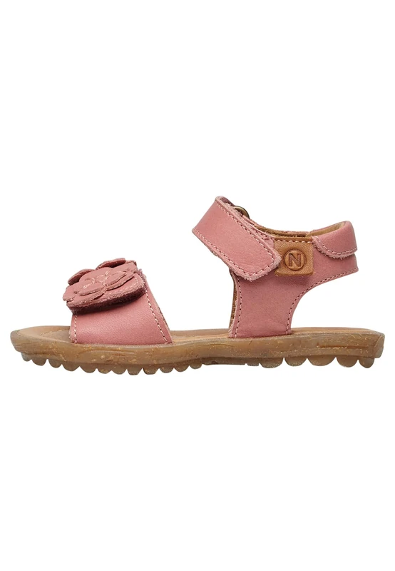 Naturino BEGONIA Leather Sandals with Appliqued Flowers, Pink Pink, 20 EU