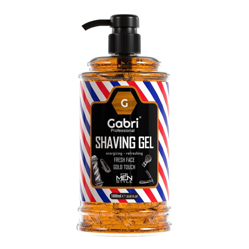 Gabri Shaving Gel 1000ml, Transparent, No Foam, Moisturizing Ultra Sensitive Shaving Gel for Men, Soothes, Protects, Clean Skin, Professional Barbers & Traditional Shaving (Gold Touch)
