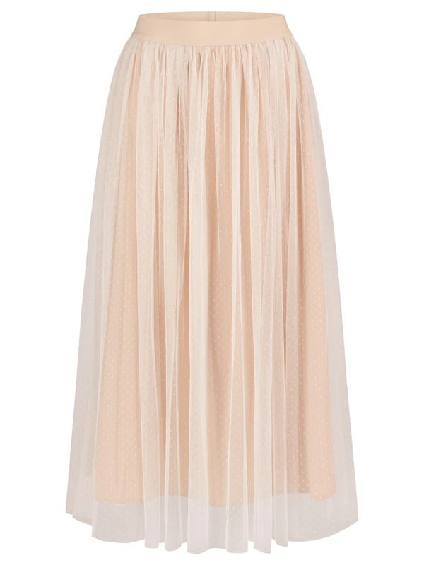 ApartFashion Women's Mesh-Rock Skirt, Creme-Apricot, Normal