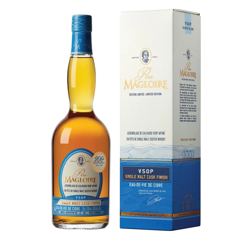 Père Magloire VSOP Calvados - Scotch Single Malt Cask Finish - 70cl, 40% ABV - Premium Calvados Apple Brandy Normandy - Smooth and Complex - Ideal Brandy Gifts for Men or Women