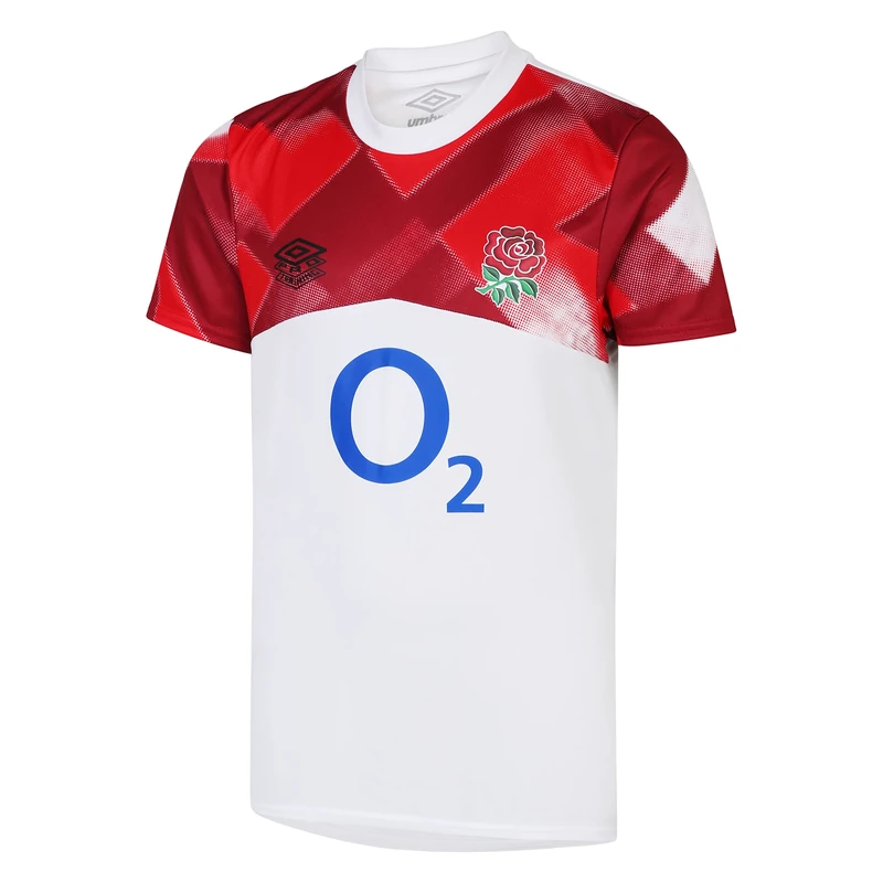 Umbro Unisex England Warm Up (O2) Jnr Jersey, Brilliant White Fiery Red Jester Red, M UK