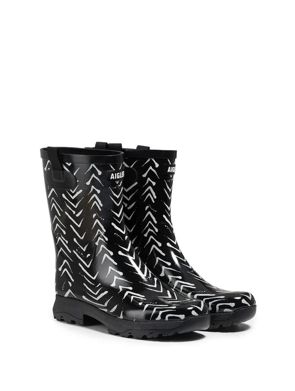 Aigle Alya Print Women's Rain Boot, Chevron, 38 EU Large