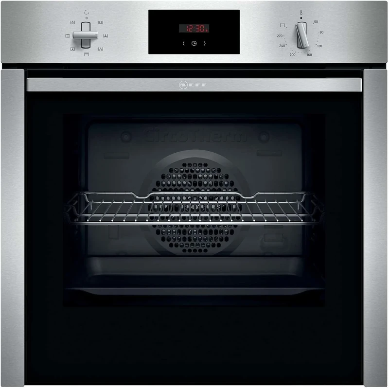 NEFF N30 B3CCC0AN0B Single Oven with Slide and Hide (fixed handle), Circotherm, LED Display, Integrated, Stainless Steel