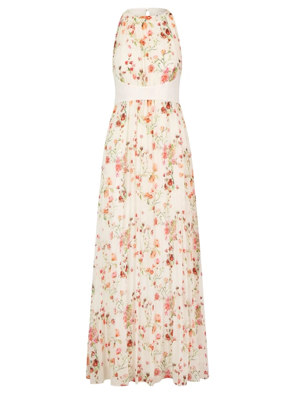 ApartFashion Women's Chiffon Dress, Cream-Multi-Coloured, 20