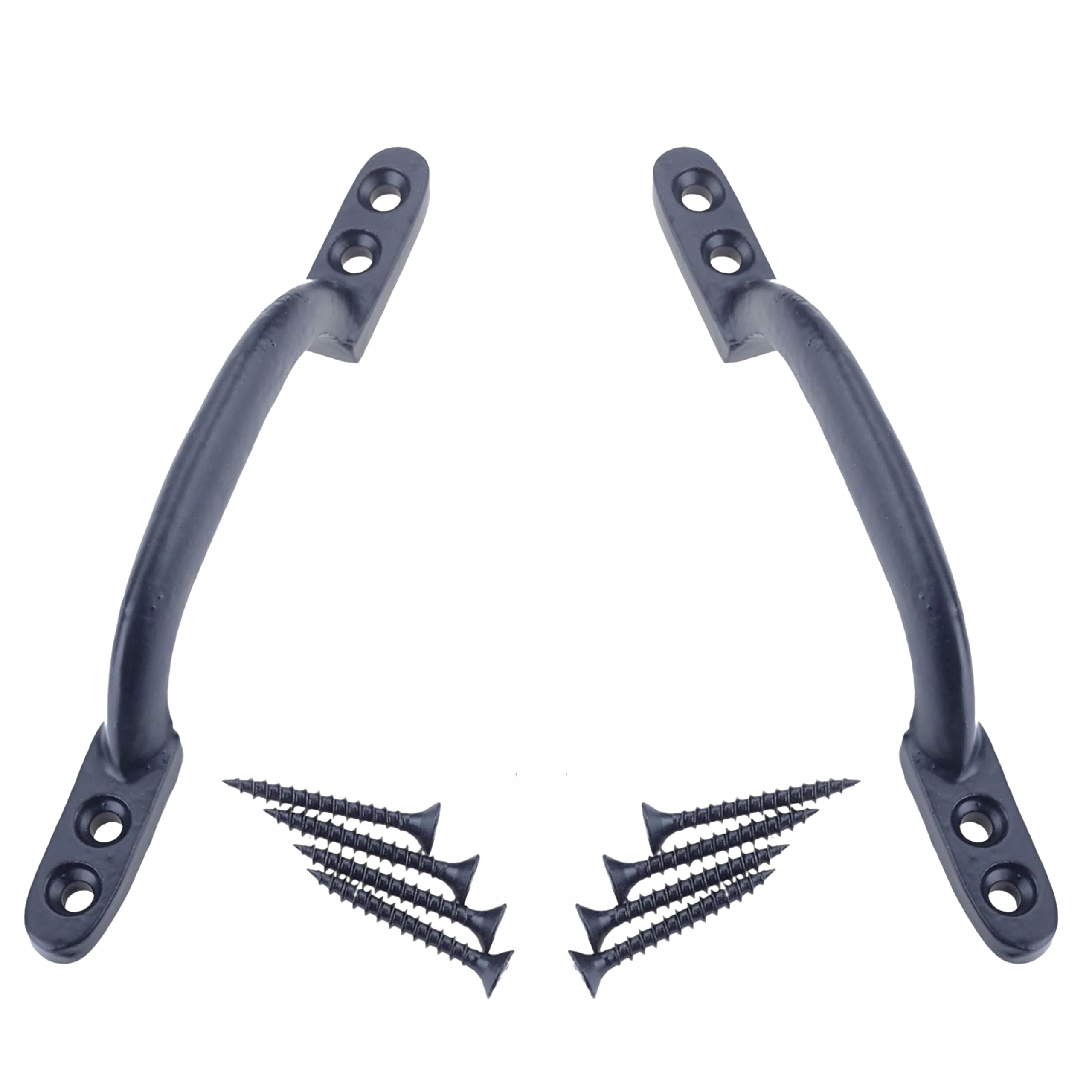 SUL Black Cast Iron Hot Bed Handles with Screw for Indoor or Outdoor Use, Black Japanned D Handle Gate Handle for Garden Gates, Shed Doors - 150mm Hot Bed Handle 2pk