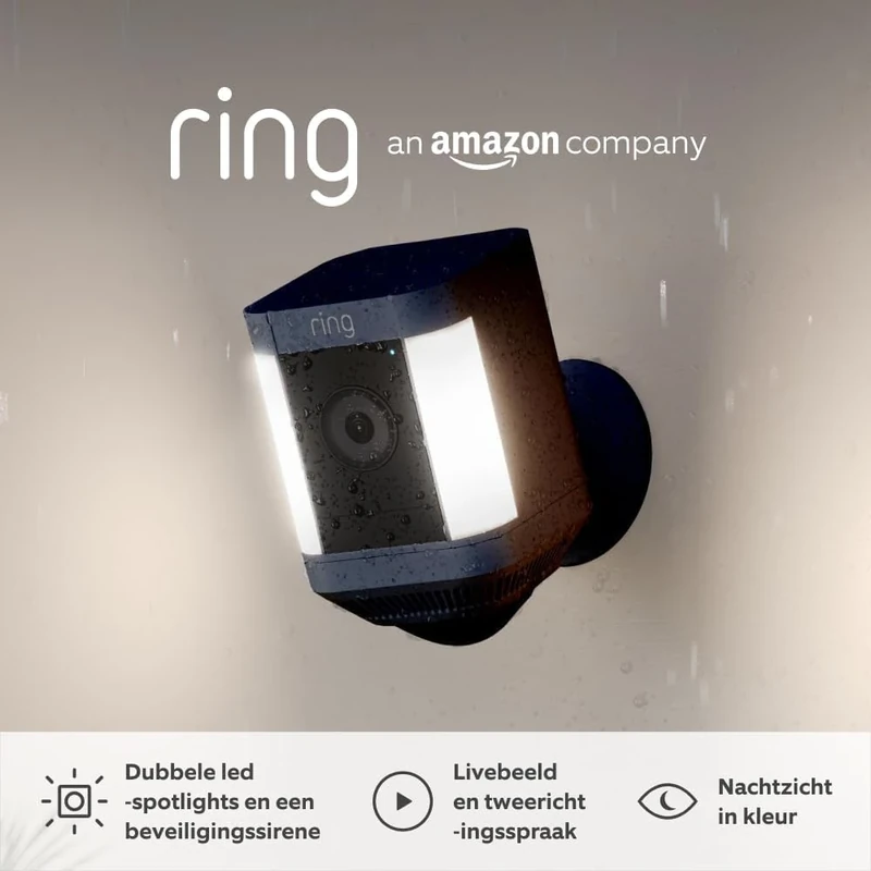 Ring Spotlight Cam Plus Wired | Outdoor Security Camera 1080p HD Video, Two-Way Talk, Night Vision, LED Spotlights, Siren, alternative to CCTV system | 30-day free trial of Ring Subscription