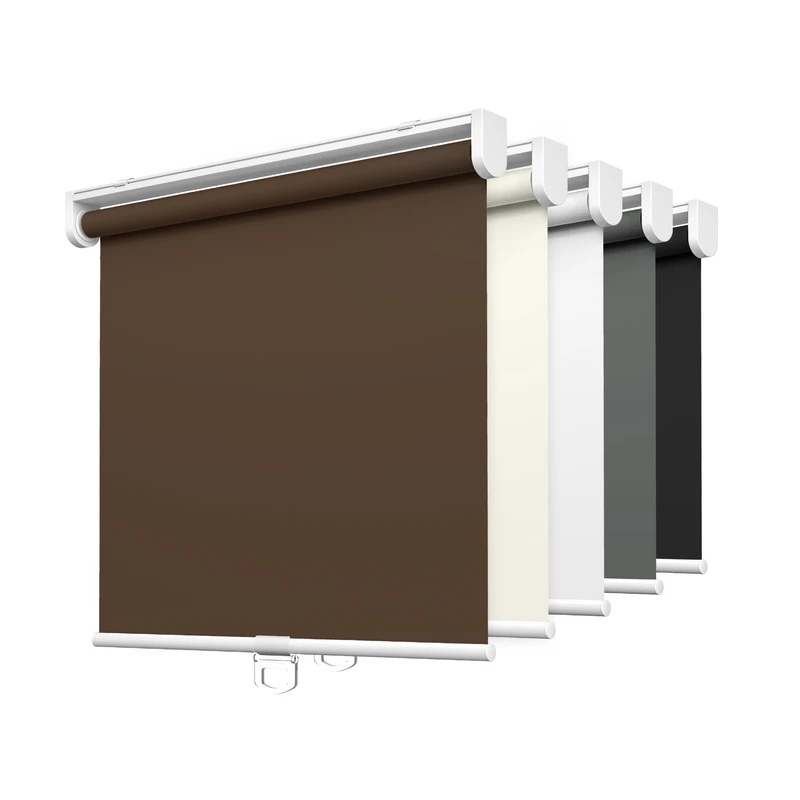 LazBlinds No Tools No Drill Cordless Roller Shades, 100% Blackout Roller Blinds for Windows, Thermal Insulated UV Protection Waterproof Roll Up Window Blinds and Shades, 34'' W x 72'' H, Brown