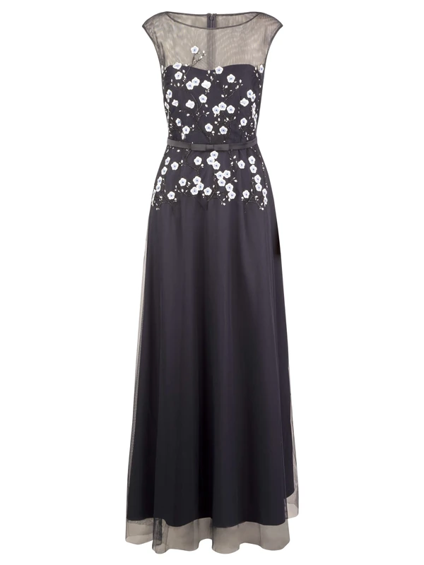 ApartFashion Women's Evening Dress - Navy Cream - Size 10