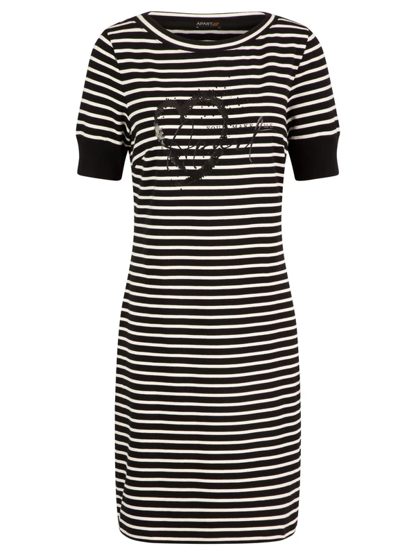 ApartFashion Women's Shirt Dress, Black-Creme, 8