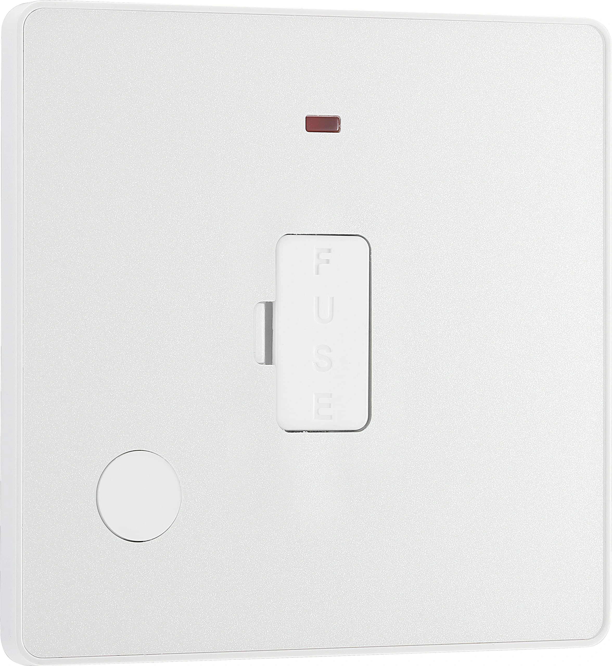 BG Electrical Unswitched Fused Connection Unit with LED Power Indicator and Flex Outlet, Fused Spur FCU, Double Pole, Screwless Front Plate, Round Edges, Evolve, Pearlescent White, 13A, PCDCL54W