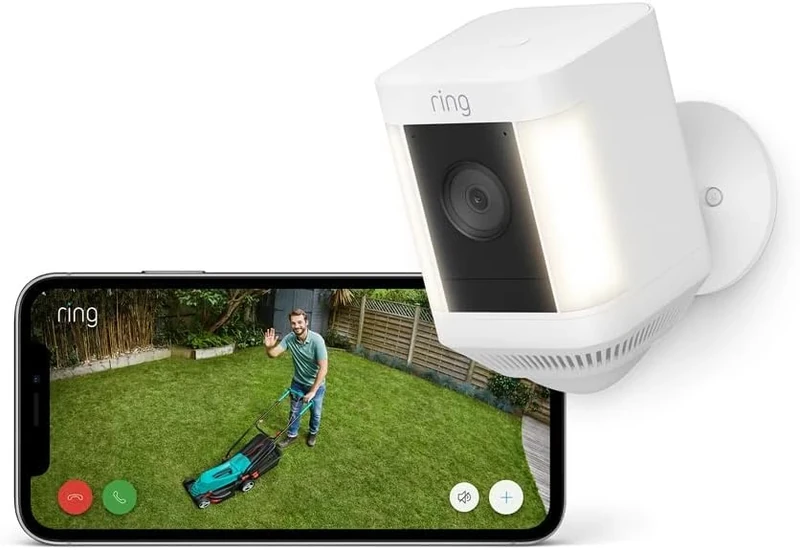 Ring Spotlight Cam Plus Wired | Outdoor Security Camera 1080p HD Video, Two-Way Talk, Night Vision, LED Spotlights, Siren, alternative to CCTV system | 30-day free trial of Ring Subscription