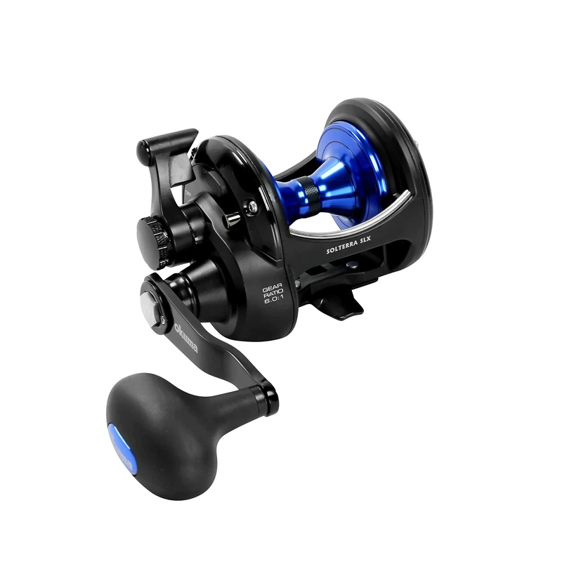Okuma Solterra SLX High Speed Open Top Frame Lever Drag Saltwater Trolling Reel, SLX-10CSb, 380yds-20lb, Black