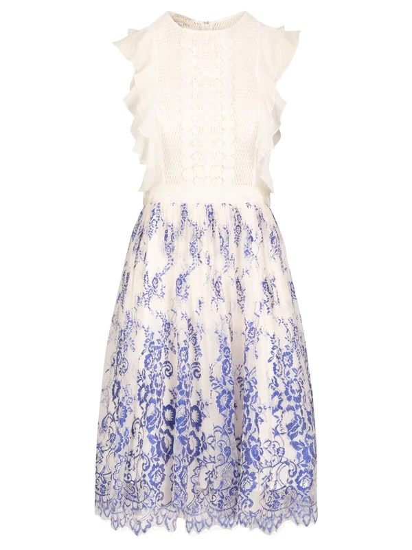 ApartFashion Women's Evening Dress, Cream-Light Blue, 14