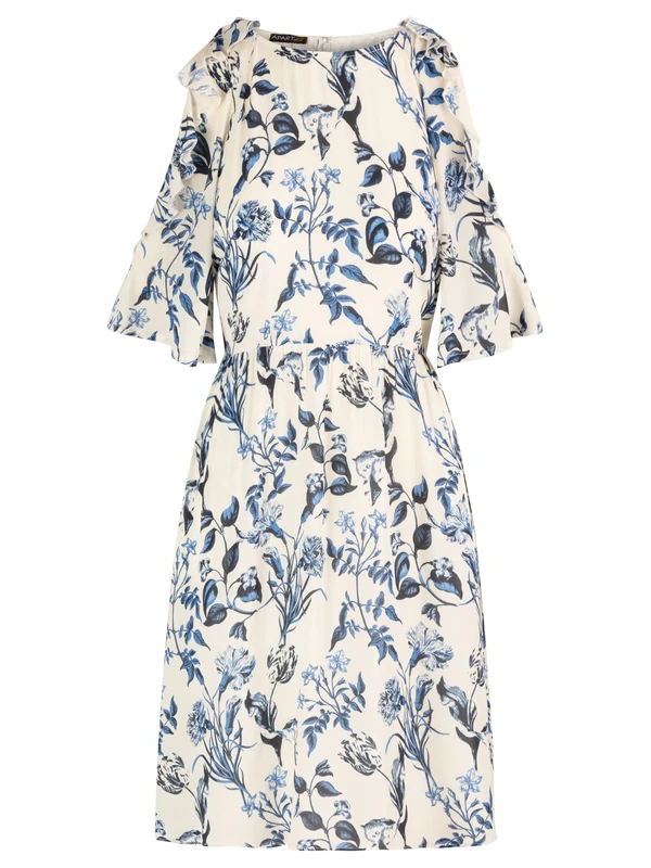 ApartFashion Women's Summer Dress, Cream-Blue, 18