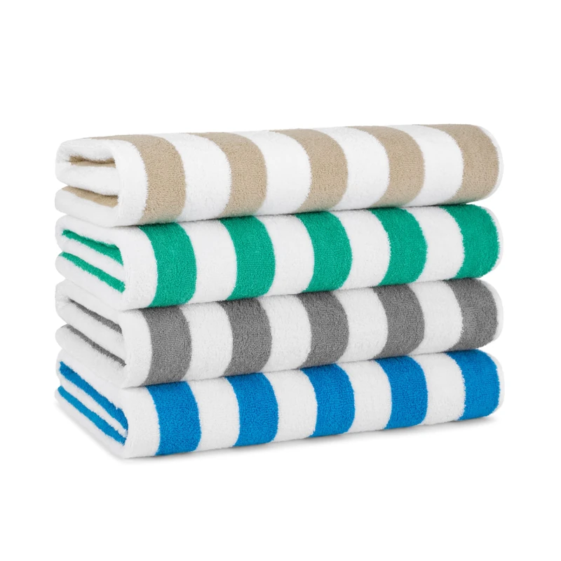 Arkwright Oversized Striped Beach Towels - (Pack of 4) Absorbent, Quick Drying, Ringspun Cotton Bulk Pool Towel, Perfect for Gym, Bath, and Spa, 30 x 70 in, Multiple
