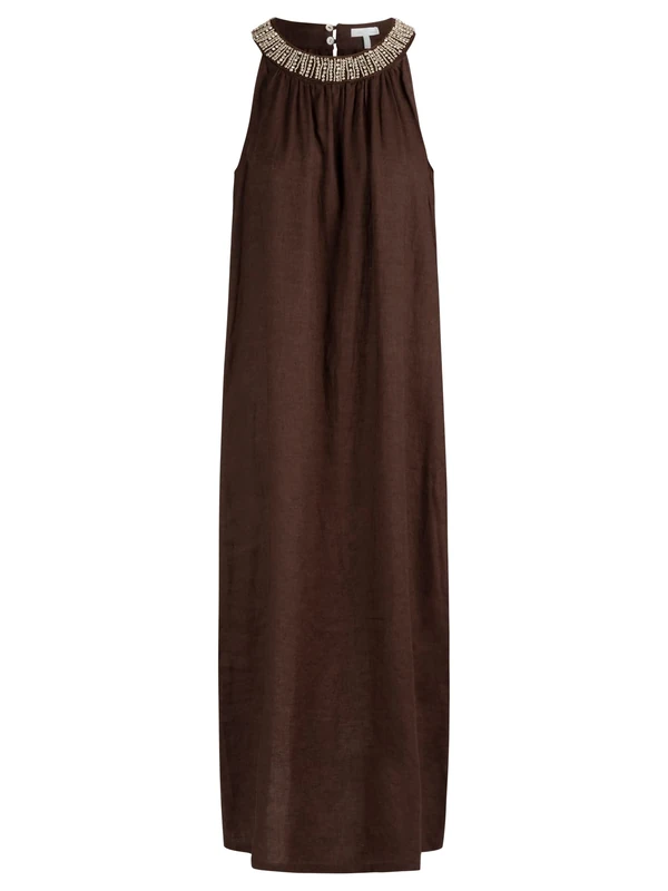 Mint & Mia Women's Web Dress Long, Cacao, 6