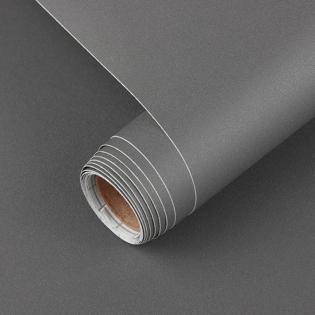 Arthome Gray Contact Paper, 60cmx508cm Peel and Stick Matte Wallpaper, Self Adhesive Decorative Vinyl Paper for Countertop, Cabinet, Table, Shelves, Furniture Renovate and Wall Covering Decoration