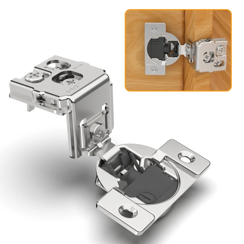 Chibery 30 Pack 1-1/2" Overlay 4D Soft Close Concealed Hinges for Face Frame Door, Adjustable Closing Speed, Smooth Slow Self Close Hinges, Satin Nickel, 105° Open Angle Stainless Steel Cabinet Hinges