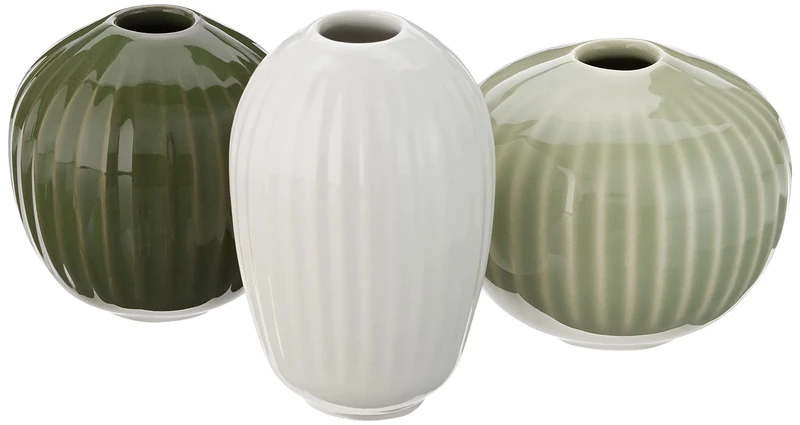 Kähler Hammershøi 693232 Miniature Vases Set of 3 Stoneware in Moss Green Height 5.5 cm / 6.5 cm / 8.5 cm