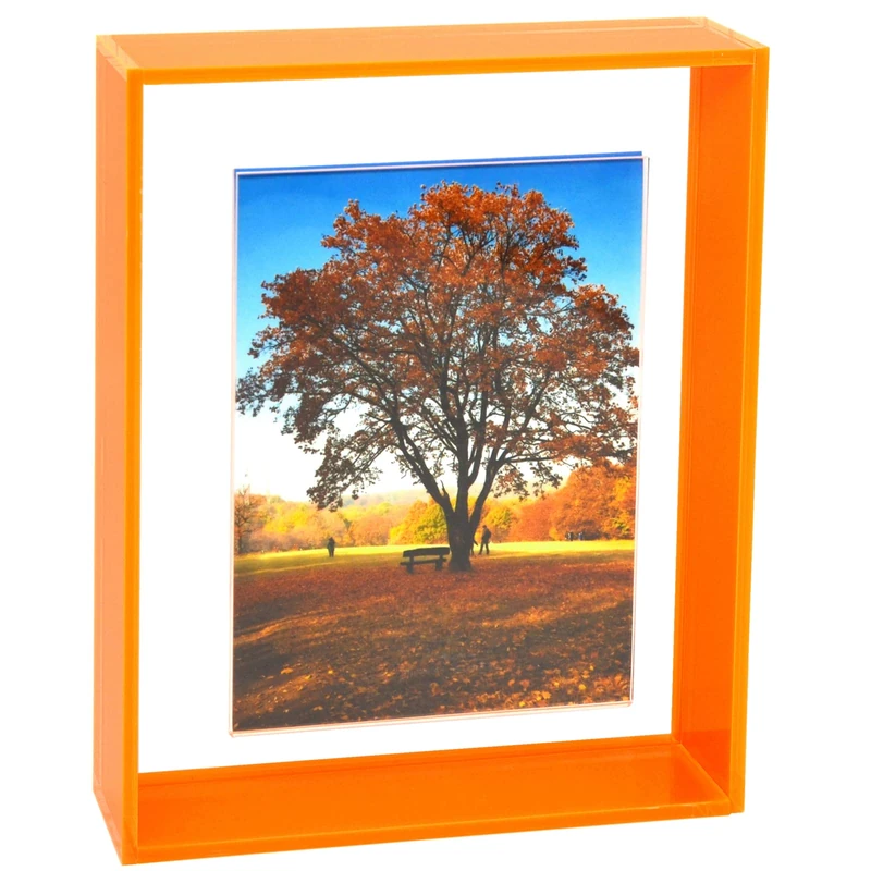 Mutellstory 8x10 Acrylic Picture Frame Neon Floating Photo Frame for Wall Mount and Tabletop Decorative in Gallery Home Office, Neon Orange