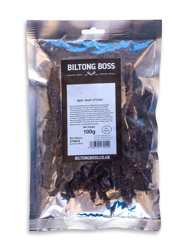 Biltong Boss, Original Snap Sticks (Bites), Authentic Traditional Recipe, Ready To Eat Flavoured Meat High Protein Snack, Suitable For Paleo, Keto, Atkins Diets & Post-Workout, Low Sugar & Carbs 100g